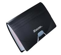 Classeur de Documents A6 Noir en Polypropylène, 13 Compartiments | Étiqueté, Format Debout, Poches Extensibles, Fermeture à Pression, pour Reçus, Usage Mobile