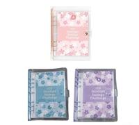 Classeur de gestion financière pour défi d'économie de 100 jours, design compact avec couverture en PVC et grand espace de rangement (rose)