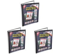 Classeur de présentation à 40 pochettes en plastique - Format A4-80 vues (Lot de 3)