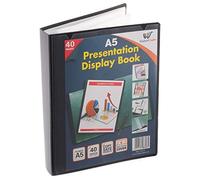 Classeur de présentation à 40 pochettes en plastique - Format A5-80 vues (lot de 12)