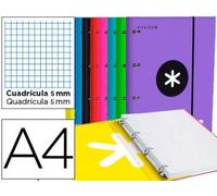 Classeur de rechange en papier antartik a4 5 mm doublé 4 anneaux 25 mm ronds couleurs assorties