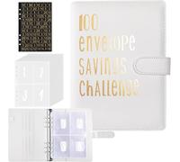 Classeur Economie Argent A5,Classeur D'économie D'argent Planificateur De Budget,Enveloppe Budget,Budget Planne Avec 25 Pvc Pages,100 Envelope Saving Challenge,Pour Maison,Bureau(Blanc)