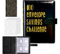 Classeur Economie Argent A5,Classeur D'économie D'argent Planificateur De Budget,Enveloppe Budget,Budget Planne Avec 25 Pvc Pages,100 Envelope Saving Challenge,Pour Maison,Bureau(Or Noir)