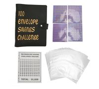 Classeur économique A5 en cuir PU imperméable avec kit de 100 enveloppes pour billets (Noir)