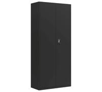 Classeur en acier noir 90 x 40 x 200 cm avec étagères réglables et verrou | Acier enduit de poudre, 4 étagères ajustables, verrouillage sécurisé, fixation murale incluse, entretien facile