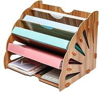 Classeur En Bois 5 Niveaux Queue De Paon Pour Rangement De Bureau, Fournitures De Bureau, Document, Étudiant, École, Cahier, Lettres Et Rangement De Magazines
