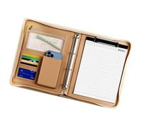 Classeur en cuir Padfolio pour homme | Porte-documents juridique d'entreprise avec bloc-notes A4, de curriculum vitae, de documents A4, porte-documents, marron, Consulte la descripción