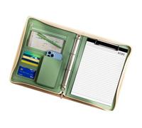 Classeur en cuir Padfolio pour homme | Porte-documents juridique d'entreprise avec bloc-notes A4, de curriculum vitae, de documents A4, porte-documents, vert, Consulte la descripción