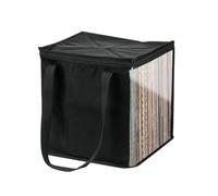 Classeur en vinyle - Valise pliante Transport Music Collection Dossier portable | Conteneur noir robuste, poignées latérales, Protection pour Albums, Magazines, Documents, étagère, commande d'affichag