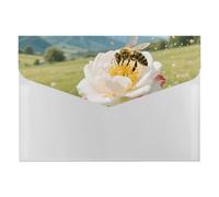 Classeur extensible avec 6 poches, porte-documents A4 étanche avec fermeture à pression, organiseur de fichiers accordéon abeille sur une rose pour bureau, maison, voyage et cadeaux