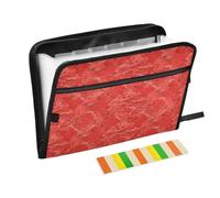 Classeur extensible vintage en plastique rouge grainé de couleur unie 13 poches format A4 avec fermeture éclair pour dossier de fichiers avec fermeture éclair