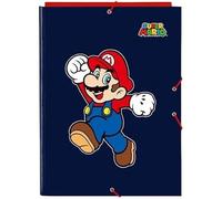 Safta Classeur folio Super Mario World – 3 rabats, polyvalent, bleu marine 26 x 36,5 cm