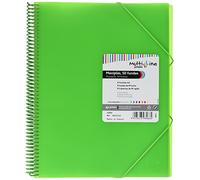 Classeur Grafoplas Maxiplás Vert A4 Spirale | 50 doublures transparentes, couvercles en polypropylène rayé, élastiques de fermeture, parfait matériel scolaire et bureau