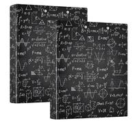 Classeur imprimé à trois anneaux, classeur décoratif avec poches, pour l'école, l'université ou le bureau, équations mathématiques de dessin animé, noir