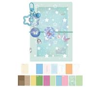 Classeur journalier - Portable et mignon avec 5 anneaux et couverture transparente en PVC - Classeur de poche M5 - Manuel d'enregistrement - École, voyage, bureau, registres journaux, scrapbooking