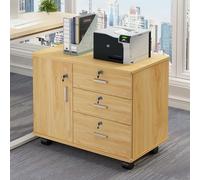 Classeur latéral mobile à 3 tiroirs avec serrure, rangement de bureau en bois pour maison/bureau, support d'imprimante sous le bureau, format lettre/A4, élégant et fonctionnel