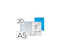 Classeur Liderpapel vitrine à spirale 20 pochettes polypropylène DIN A5 bleu