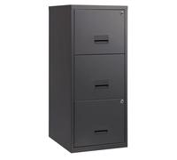 Classeur Métal Pratic 3 tiroirs pour dossiers suspendus - Corps Noir - Tiroirs Noir