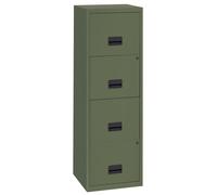 Classeur Métal Pratic 4 tiroirs pour dossiers suspendus - Corps Vert - Tiroirs Vert