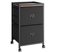 Classeur mobile à 2 tiroirs - LUNSY - 40x40x67 cm - Noir - Roues pivotantes à 360° - Freins intégrés