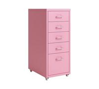 Classeur mobile à roulettes à 5 tiroirs en métal rose élégant sous le bureau pour la maison/le bureau, taille compacte 28 x 40,9 x 69,1 cm (L x l x H)