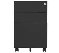 Classeur Mobile Acier 3 Tiroirs avec Serrures, 39 x 45 x 60 cm, Anthracite | Tiroirs verrouillables, coulisses billes, barres suspension amovibles, rangement sous bureau, acier lavable