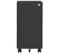 Classeur Mobile Acier Anthracite 3 Tiroirs avec Serrure 30x45x59 cm | Acier durable, barres suspension amovibles, glissières fluides, porte-crayon, coins ronds, usage sous bureau