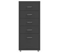 Classeur mobile anthracite 28 x 41 x 69 cm en métal | 5 tiroirs, poignées en métal avec étiquettes, 4 roulettes, charge 5 kg par tiroir, total 30 kg