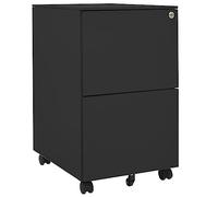 Classeur Mobile Anthracite 39x45x67 cm en Acier, Armoire de Bureau avec 2 tiroirs verrouillables et Barres de Suspension Amovibles pour dossiers Suspendus Lettre, légal et A4,