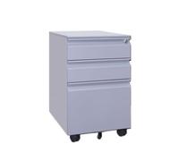 Classeur mobile avec 3 tiroirs verrouillables en acier - Chariot de rangement sur roulettes - Bureau bas à roulettes - Gris