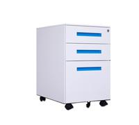 Classeur mobile bleu - Rangement sous bureau en acier avec 3 tiroirs et roulettes - Bureau pour un classement facile et des solutions peu encombrantes
