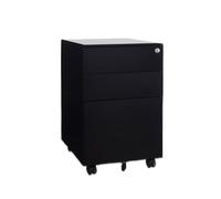 Classeur mobile compact en acier avec roulettes et 3 tiroirs de rangement sous le bureau, design élégant noir pour la maison, le bureau et l'efficacité de l'espace de travail