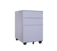 Classeur mobile compact en acier sur roulettes - 3 tiroirs de rangement sous le bureau, petite armoire de classement blanche pour la maison et le bureau, solution de rangement peu encombrante pour un