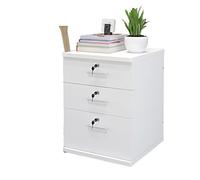 Classeur Mobile en Bois épais, Meuble de Rangement pour Bureau, 3 tiroirs, Couleur Blanche, Dossier de Rangement Roulant à 360 ° pour Usage Domestique/Bureau