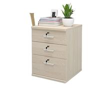 Classeur Mobile en Bois épais, Meuble de Rangement pour Bureau, 3 tiroirs, Couleur Blanche, Dossier de Rangement Roulant à 360 ° pour Usage Domestique/Bureau