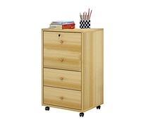 Classeur mobile en bois pour bureau - Rangement verrouillable avec tiroirs, format A3, design bas pour le classement de données et de documents, parfait pour la maison et le bureau