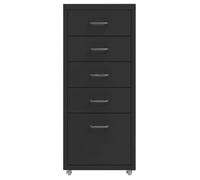 Classeur mobile en métal - vidaxl - 28x41x69 cm - Noir - 5 tiroirs - 4 roues - Capacité par tiroir 5 kg
