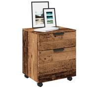 Classeur mobile - Vieux bois - 45x38x54 cm - Bois d'ingénierie - Roues pivotantes