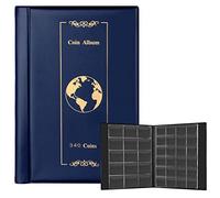 Classeur Monnaie 340 Poches, UKOFEW Classeur Pieces de Monnaie Rangement, Album Numismatique Collection Piece 2 Euro, Livre Pieces de Monnaie Collection pour Collectionneurs (Bleu)
