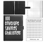 Classeur noir 100 jours, 25 feuilles A5 grille carrée, livre de conservation photo, dossier budget, adapté pour la gestion de l'argent, les voyages et le journal