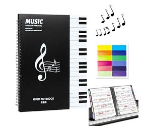 Classeur Partition Musique, Classeur A4 pour Partitions de Musique, 20 Pages Partitions Chemise, Dossier de Musiques pour Musiciens, Documents, Peintures, Papier, Noir