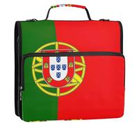 Classeur personnalisé à 3 anneaux de 3,8 cm avec anneau en D, drapeau du Portugal, fermeture éclair, organiseur de portefeuille, peut contenir 500 feuilles, classeur avec bandoulière pour l'école