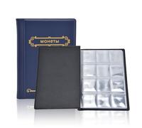 Classeur Pieces de Monnaie de 2 Euros, 120 Pochettes 3x3cm Album de Support de Collection de Livre Piece de 2 Euros, étui de Rangement Poche pour Organisateur de Catalogue de Pieces étanche (Bleu)