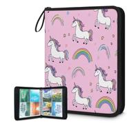 Classeur pour cartes à collectionner 4 poches, 400 poches, sac de rangement double face avec pochettes amovibles, motif licorne et arc-en-ciel pour collectionneurs