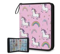 Classeur pour cartes à collectionner 4 poches, 900 poches, sac de rangement double face avec pochettes amovibles, motif licorne et arc-en-ciel pour collectionneurs