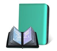 Classeur pour Cartes Jumbo - Classeur Surdimensionné sans Anneaux en Cuir PU avec 60 Pochettes pour Cartes, Album de Collection Haut de Gamme pour Cartes à Jouer (15 cm x 21 cm), Bleu Aqua