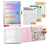 Classeur pour défis d'économie de 100 enveloppes, livre avec enveloppes, classeur pour défis d'économie de 100 enveloppes, amusant Money Challenge Enveloppes pour espèces Classeur de budget avec