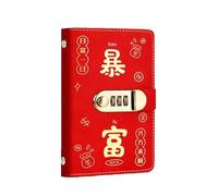 Classeur pour économiser de l'argent avec serrure, carnet de monnaie à combinaison avec mots de passe avec pages claires, organiseur en cuir synthétique pour billets, coupons et objets de collection