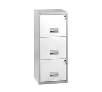 Classeur Pratic - 3 tiroirs - Métal - Corps Aluminium - Façades Blanc