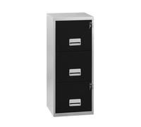 Classeur Pratic - 3 tiroirs - Métal - Corps Aluminium - Façades Noir